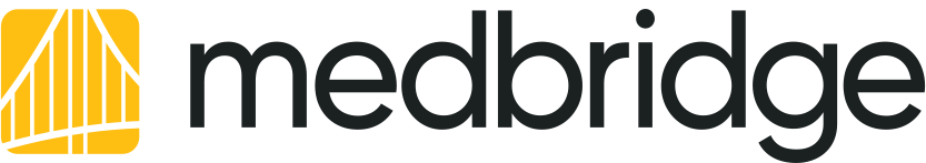 Medbridge logo with a yellow bridge icon and "medbridge" in bold black lowercase letters.